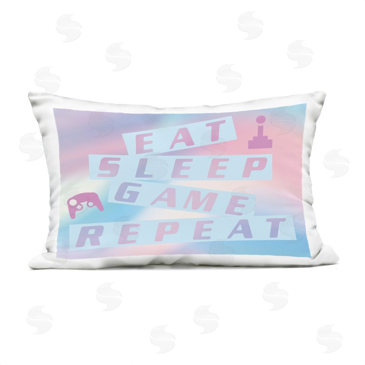 Yass Naffas Designs Pastel Eat Sleep Game Outdoor Quick-Dry Polyester Printed Throw Pillow