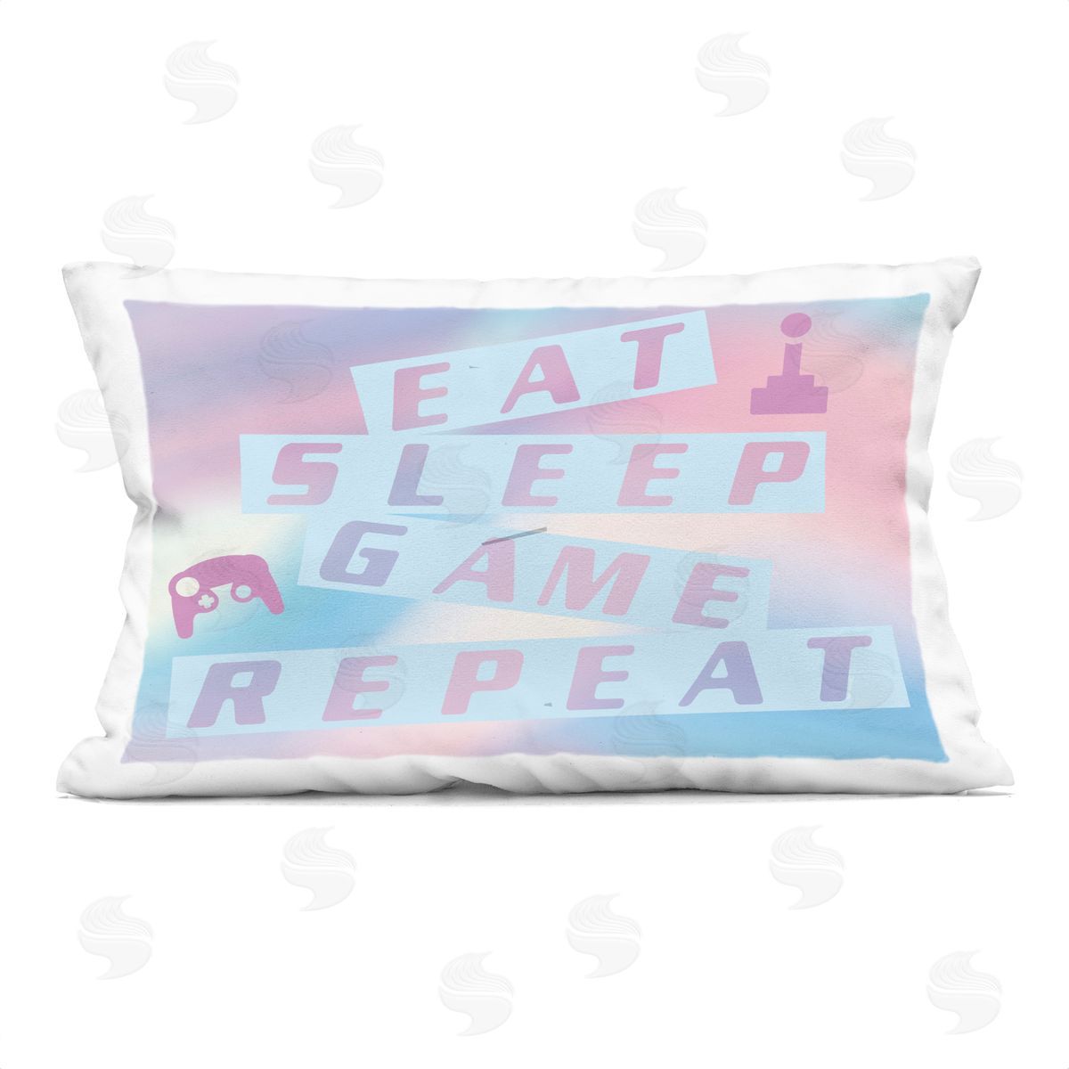 Yass Naffas Designs Pastel Eat Sleep Game Printed Plush Polyester Throw Pillow