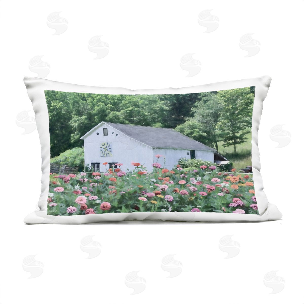 Lori Deiter Countryside House in Garden Outdoor Quick-Dry Polyester Printed Throw Pillow