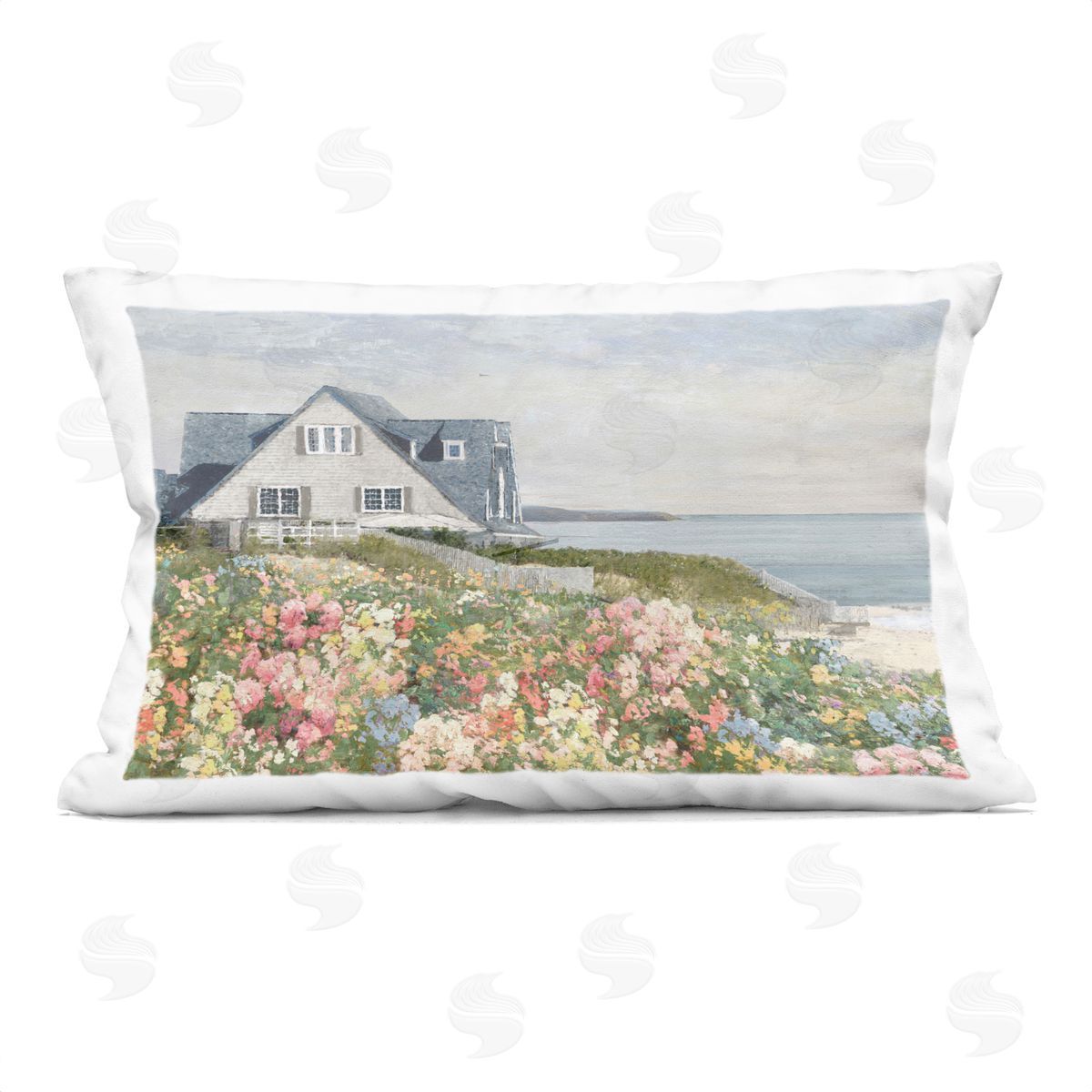Amber Sterling Coastal Cottage Meadow Printed Plush Polyester Throw Pillow