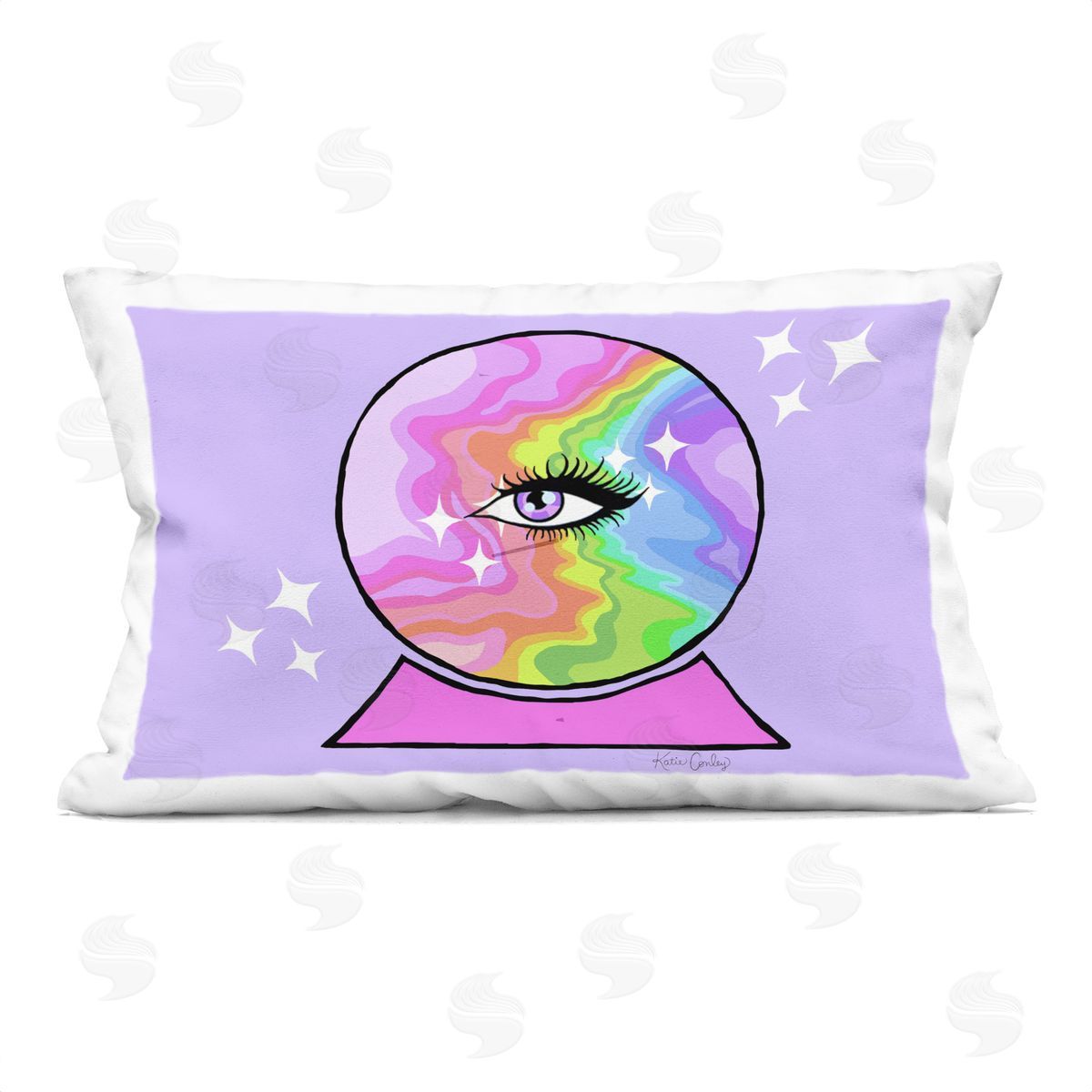Katie Conley Mystical Crystal Ball Eye Printed Plush Polyester Throw Pillow