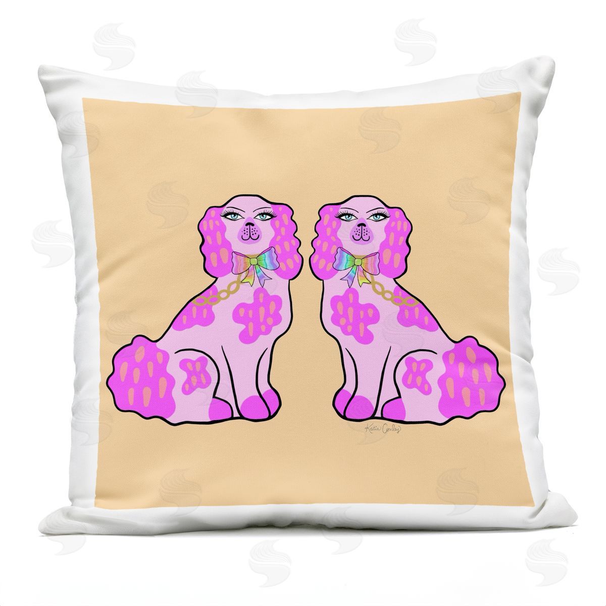 Katie Conley Vivid Posh Poodles Outdoor Quick-Dry Polyester Printed Throw Pillow