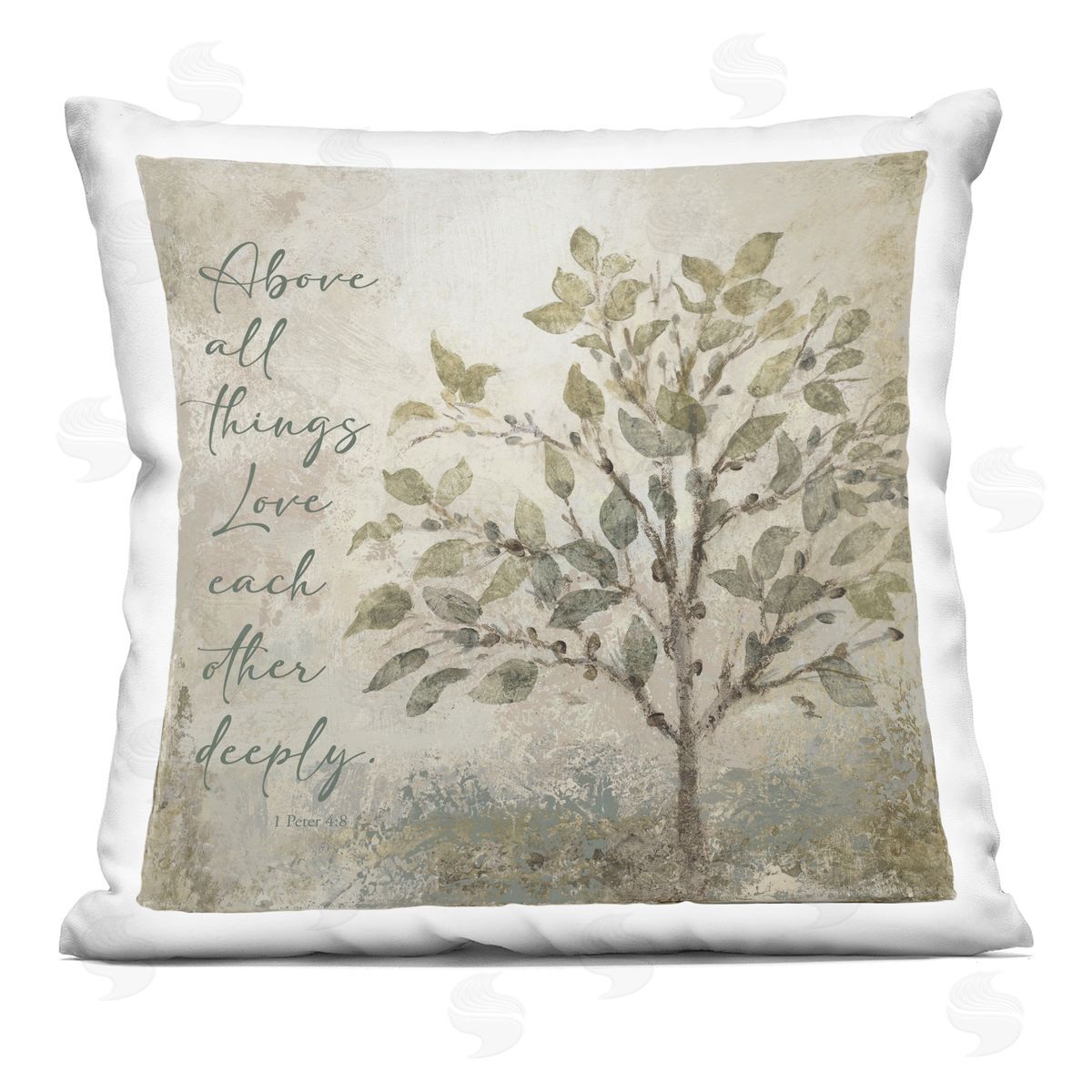 John Spaeth Rustic Love Each Other Deeply Printed Plush Polyester Throw Pillow
