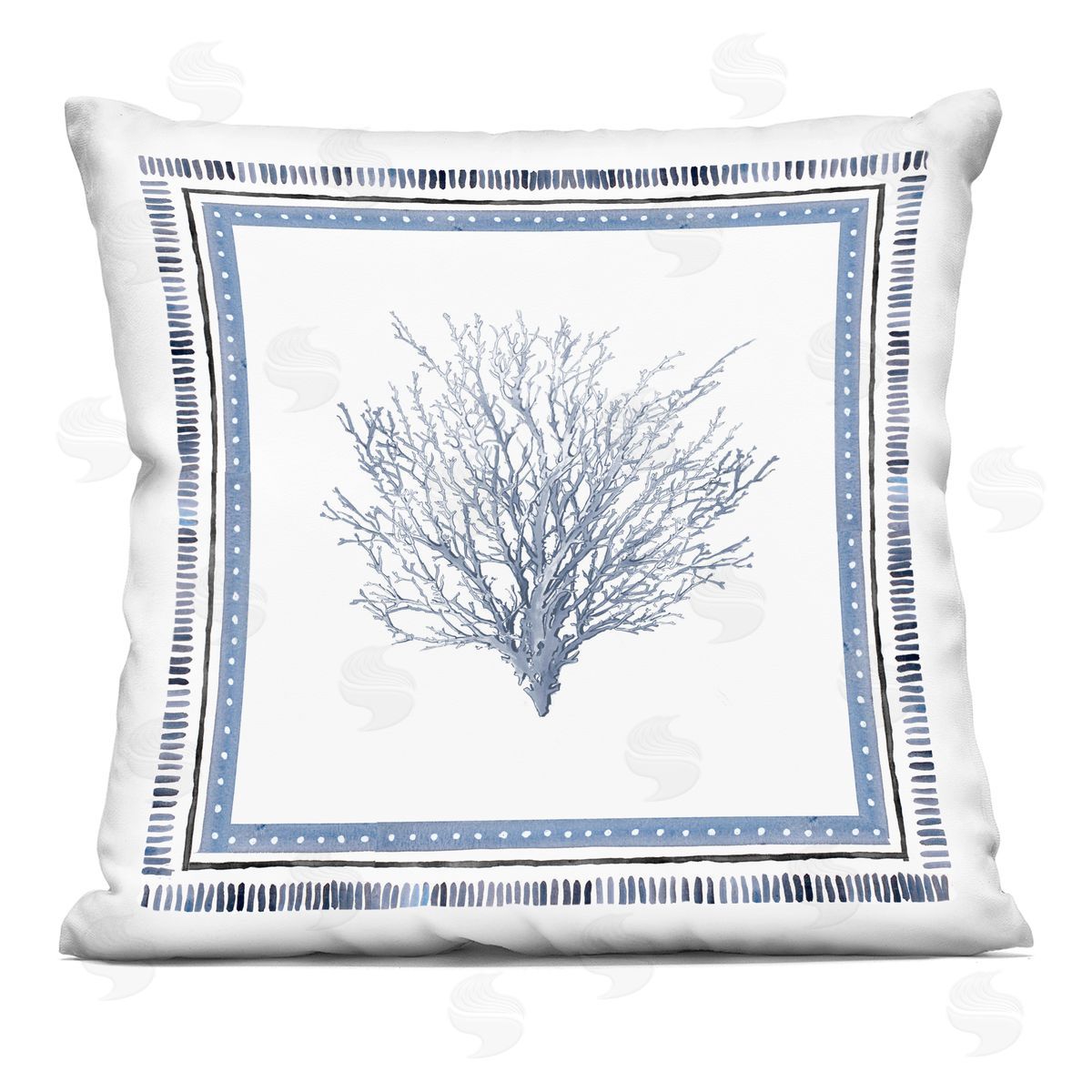 Lanie Loreth Bordered Oceanic Coral Printed Plush Polyester Throw Pillow