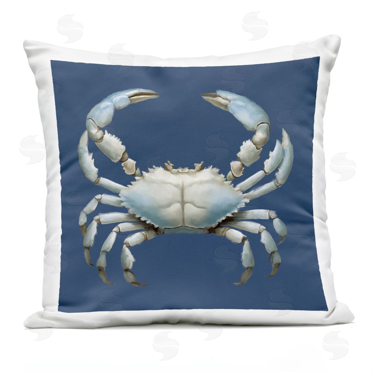 Elizabeth Medley Detailed Aquatic Blue Crab Outdoor Quick-Dry Polyester Printed Throw Pillow