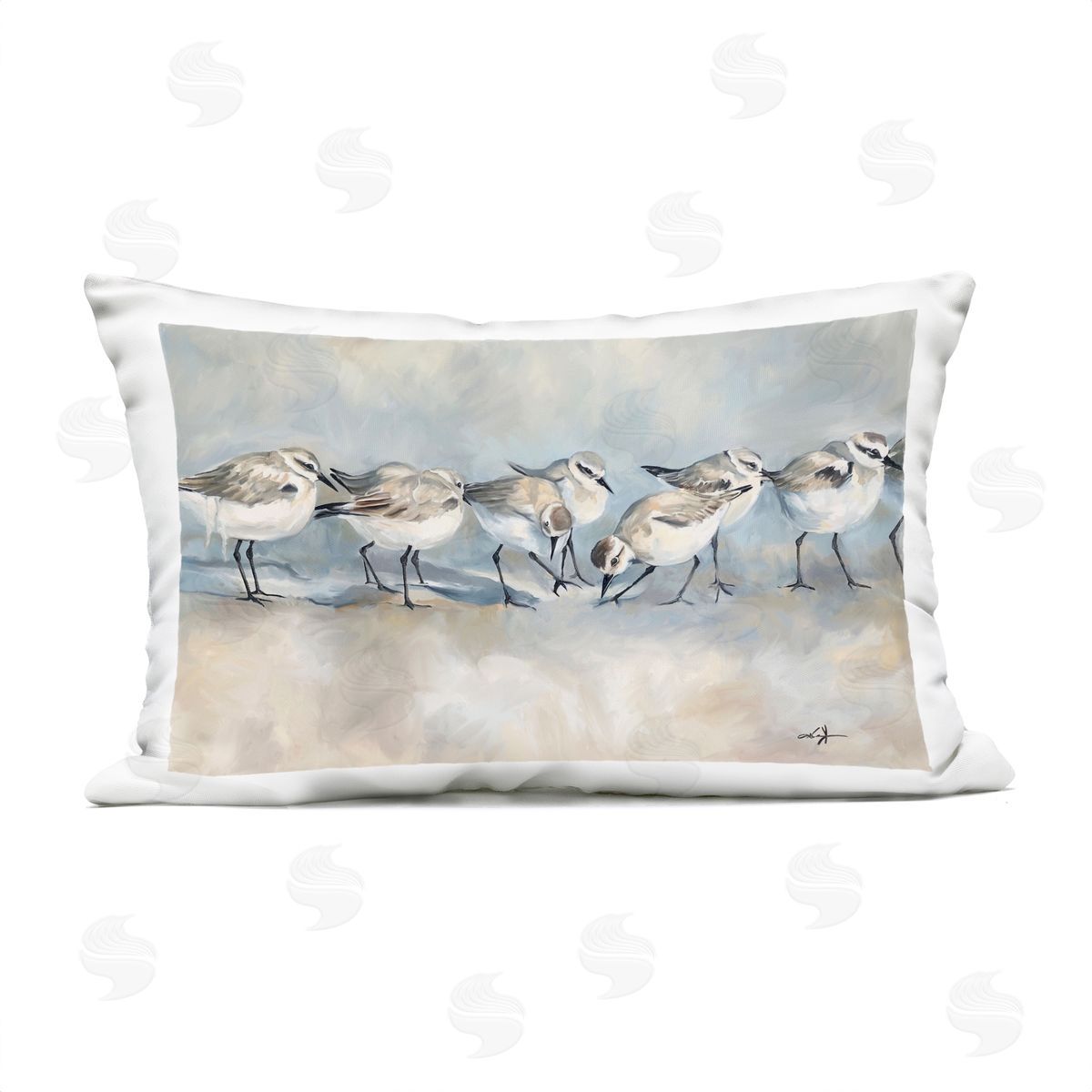 Ramona Murdock Sandpiper Birds Mirage Outdoor Quick-Dry Polyester Printed Throw Pillow