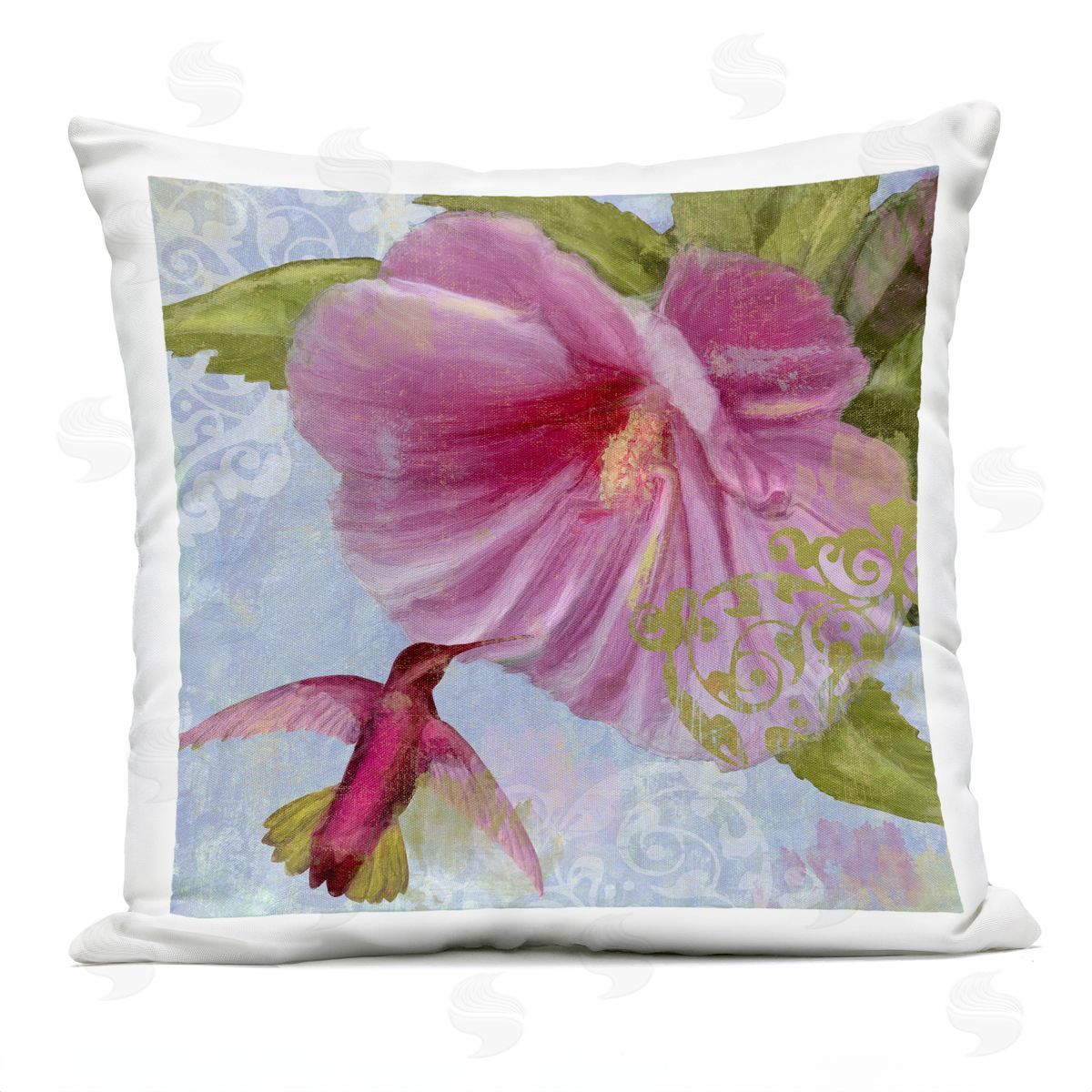 Sasha Hummingbird & Purple Poppy Outdoor Quick-Dry Polyester Printed Throw Pillow