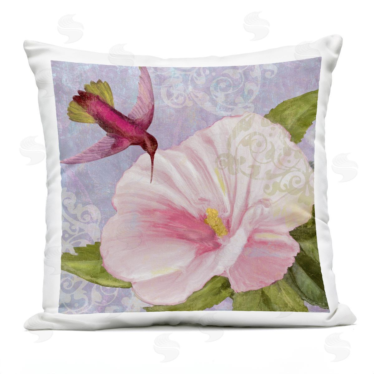 Sasha Hummingbird with White Flower Outdoor Quick-Dry Polyester Printed Throw Pillow