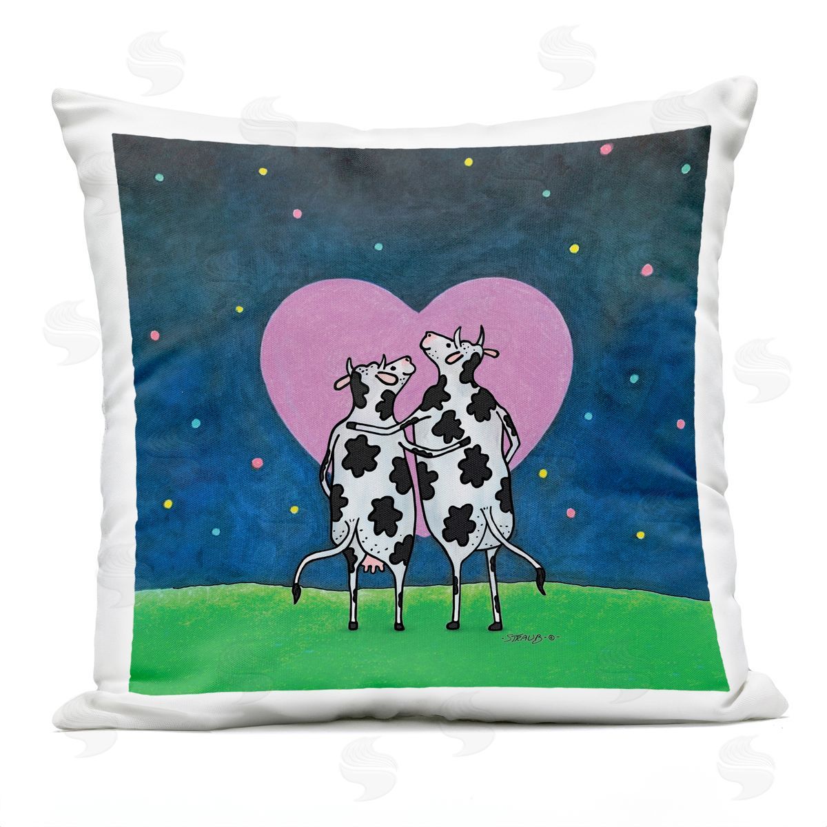 Roger Straub Loving Significant Udder Outdoor Quick-Dry Polyester Printed Throw Pillow