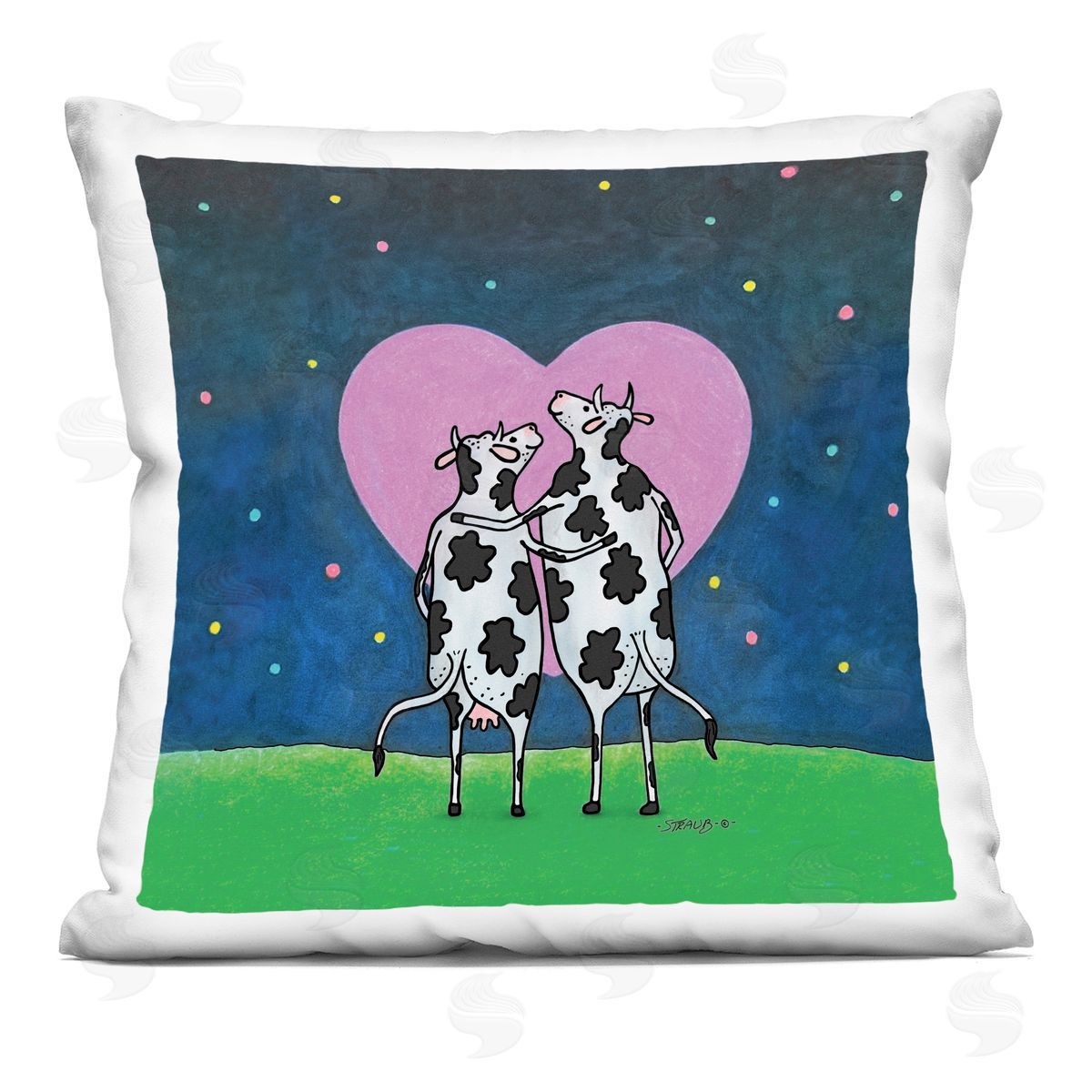 Roger Straub Loving Significant Udder Printed Plush Polyester Throw Pillow