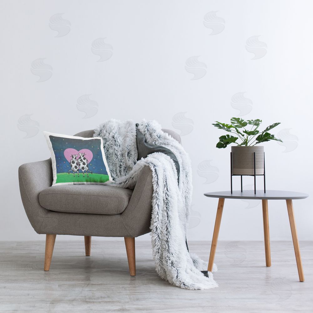Roger Straub Loving Significant Udder Printed Plush Polyester Throw Pillow On Chair