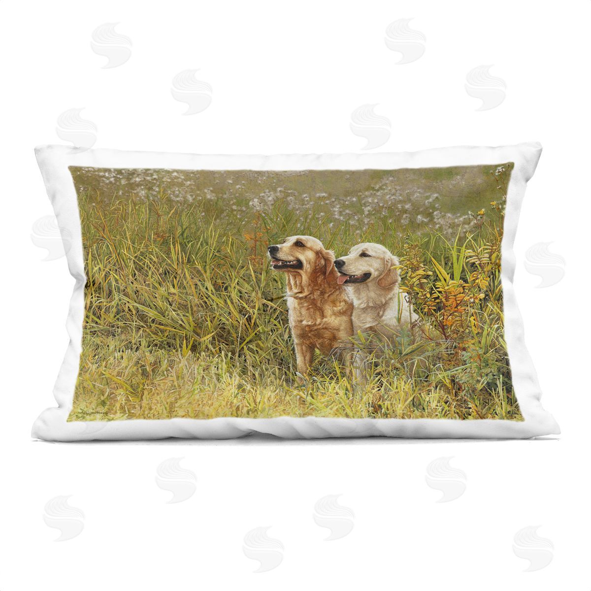 Sueellen Ross Happy Dogs Field Day Printed Plush Polyester Throw Pillow