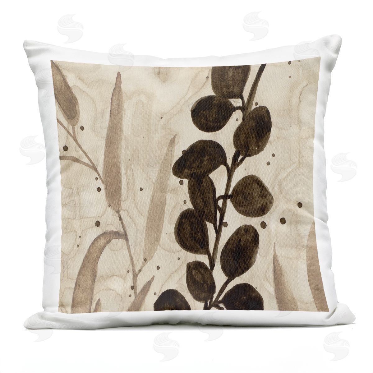 Krinlox Asymmetrical Natural Leaves Outdoor Quick-Dry Polyester Printed Throw Pillow