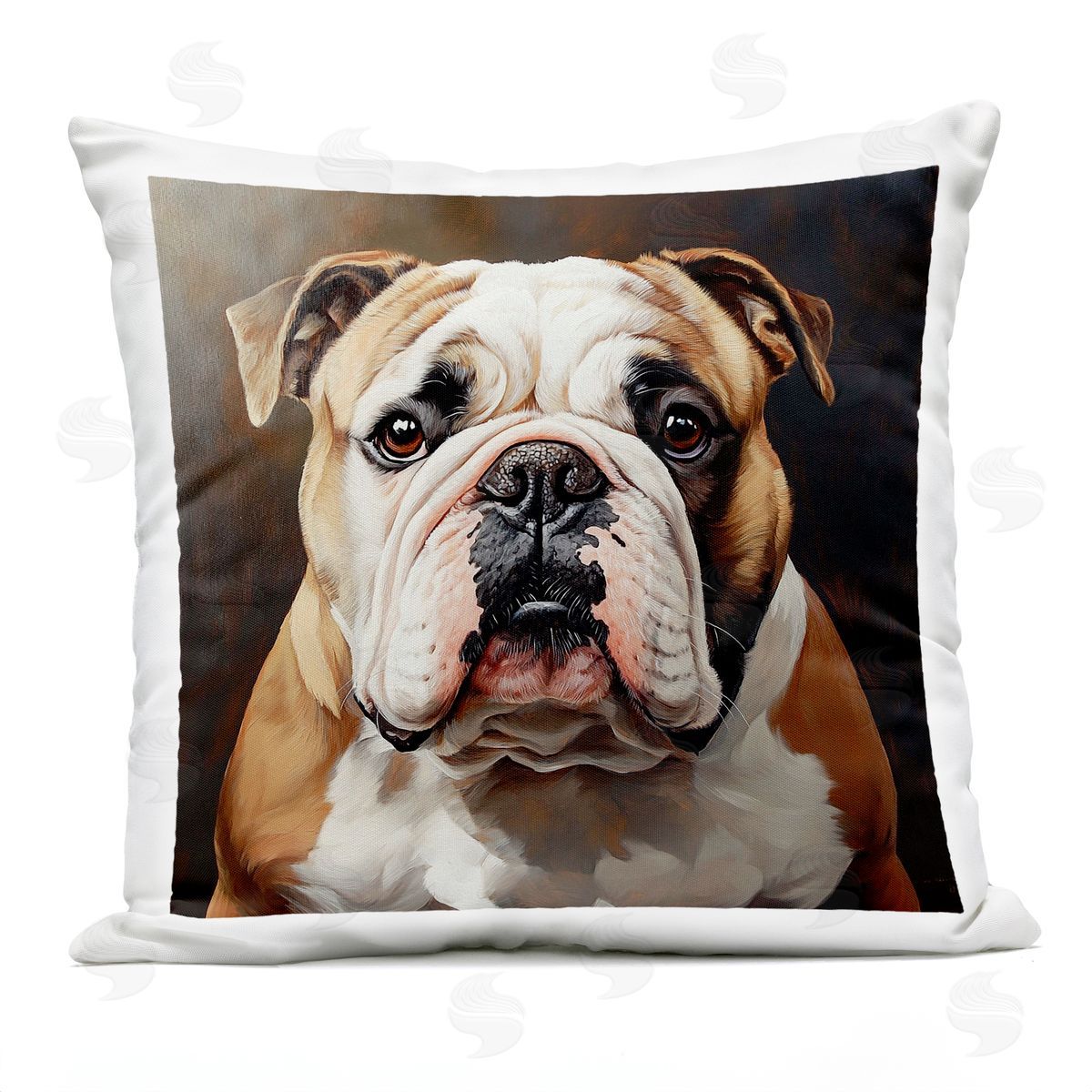 Tom Crehan Stoic Bulldog Portrait Outdoor Quick-Dry Polyester Printed Throw Pillow