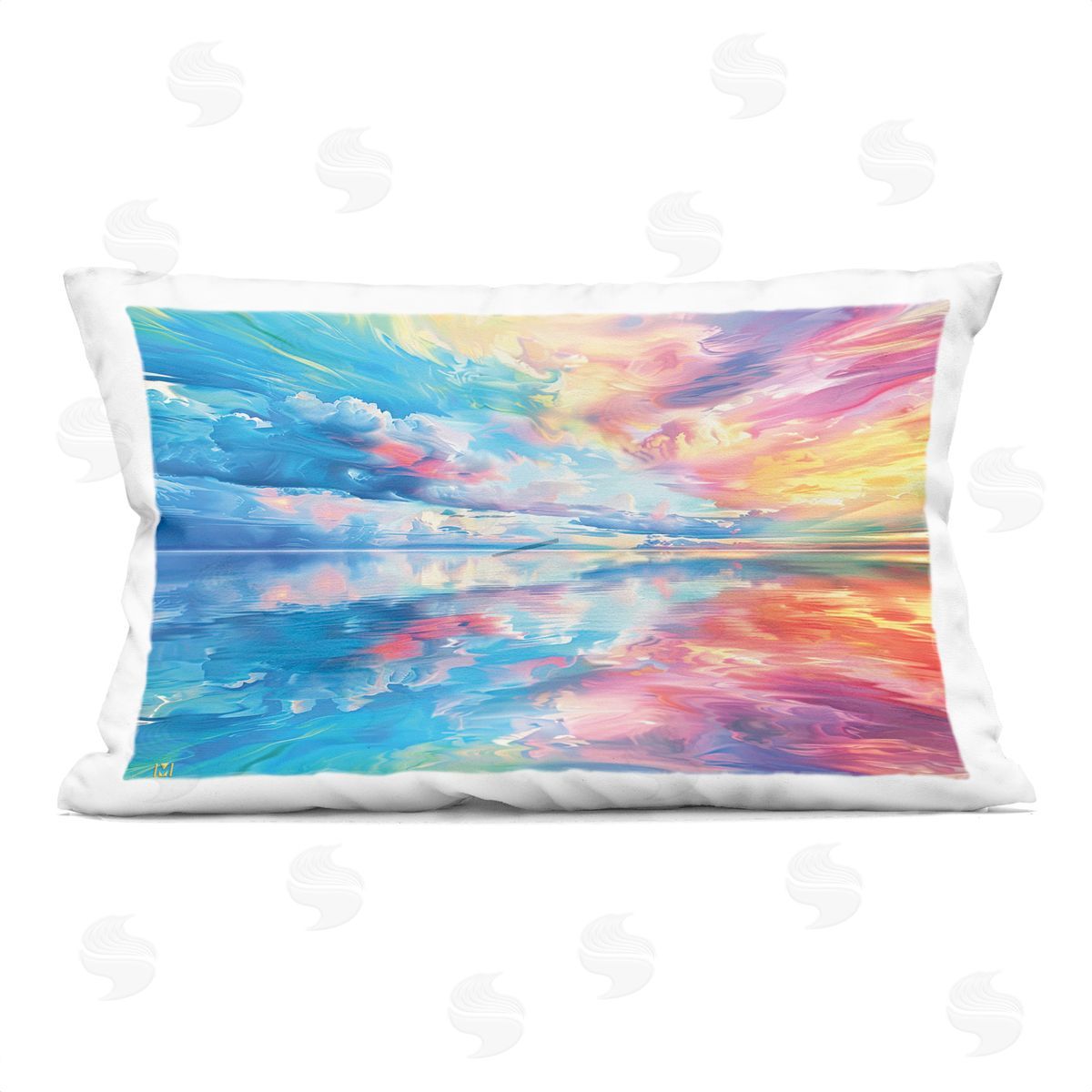 Michael Ward Prismatic Rainbow Sunset Printed Plush Polyester Throw Pillow