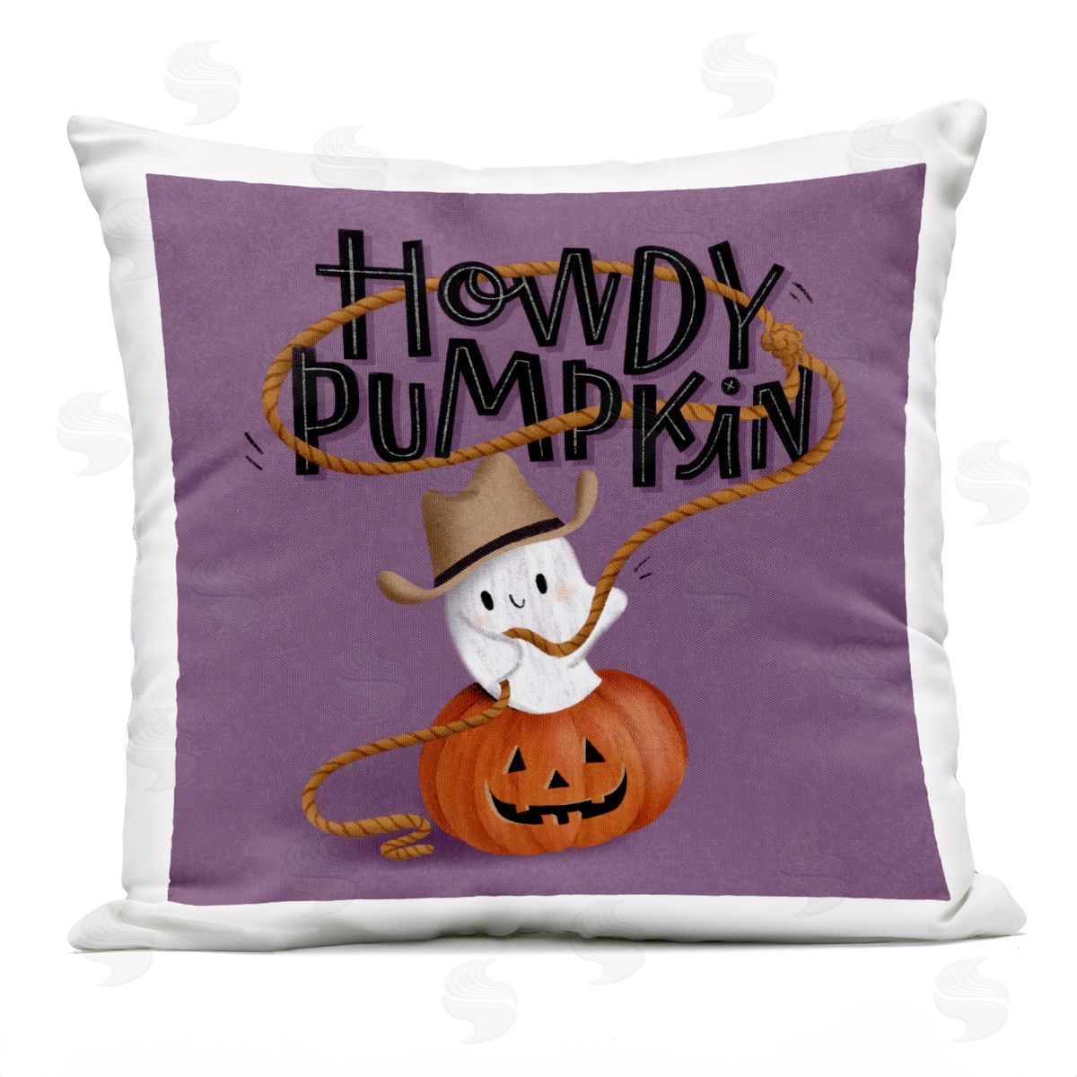 Sarah Hickman Howdy Pumpkin Western Ghost Outdoor Quick-Dry Polyester Printed Throw Pillow