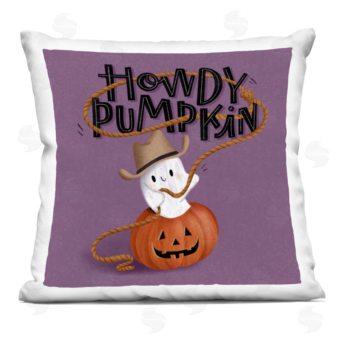 Sarah Hickman Howdy Pumpkin Western Ghost Printed Plush Polyester Throw Pillow