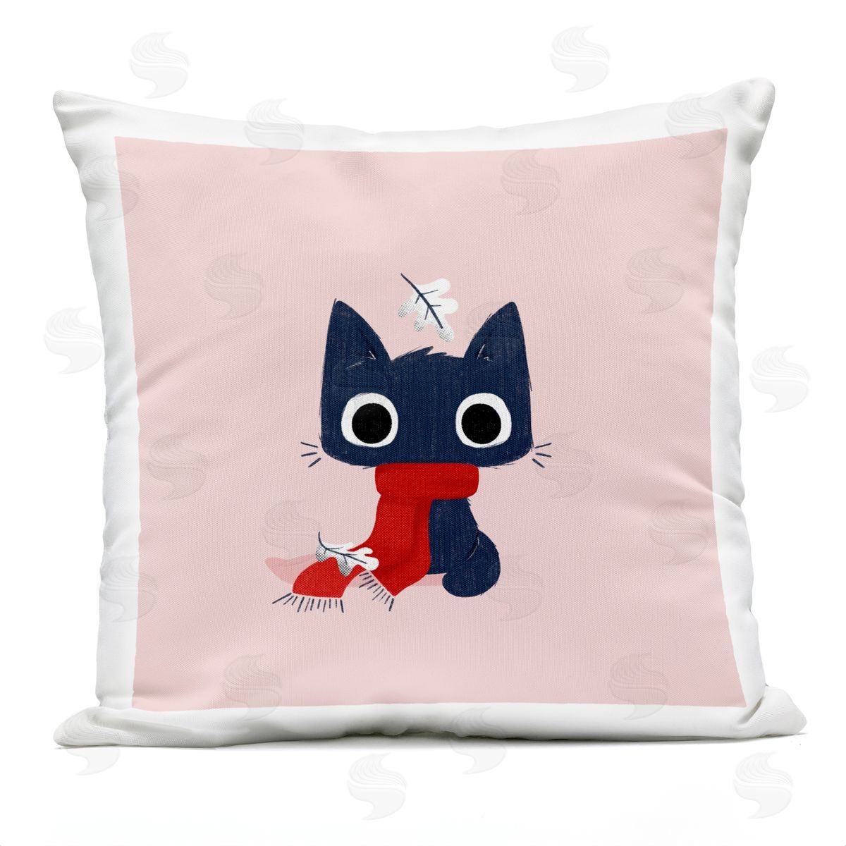 Sarah Hickman Little Kitten in Scarf Outdoor Quick-Dry Polyester Printed Throw Pillow