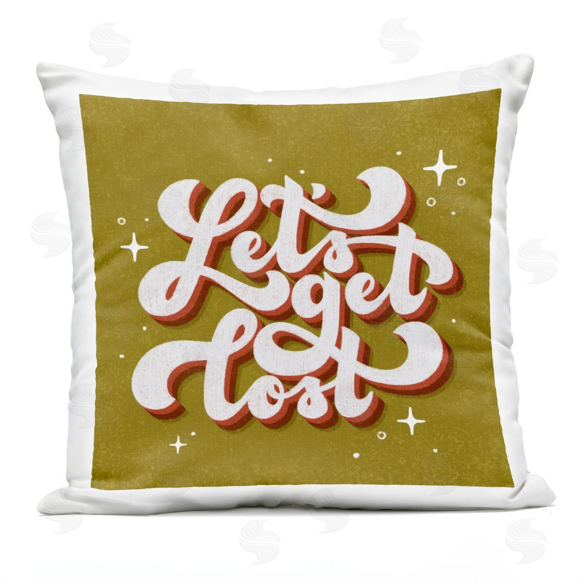 Sarah Hickman Let's Get Lost Retro Lettering Outdoor Quick-Dry Polyester Printed Throw Pillow
