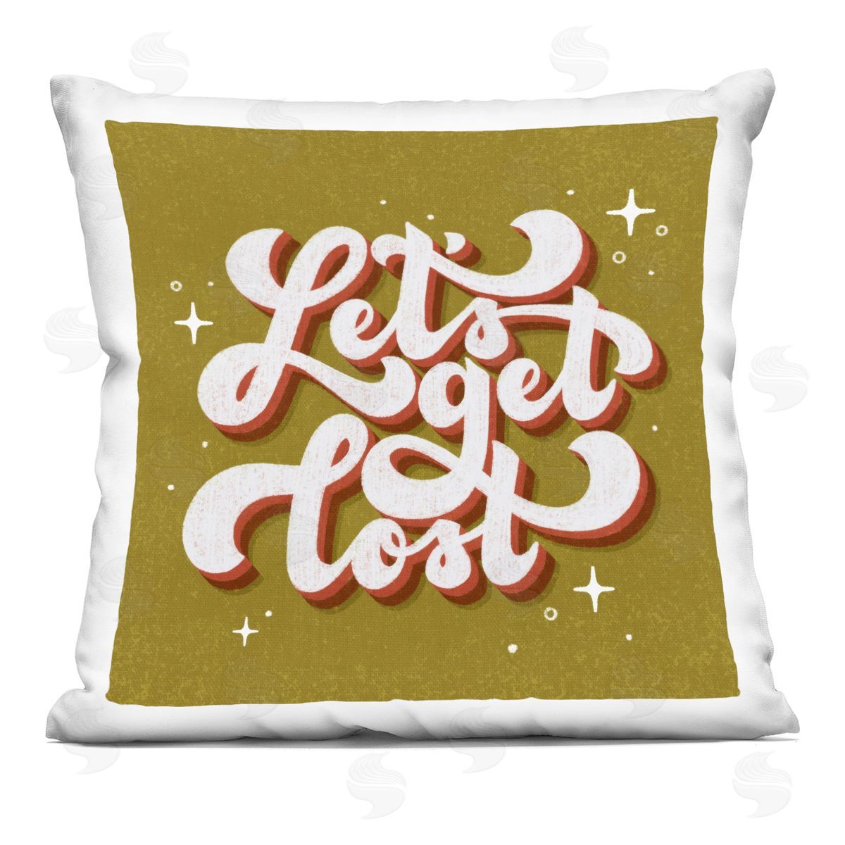 Sarah Hickman Let's Get Lost Retro Lettering Printed Plush Polyester Throw Pillow