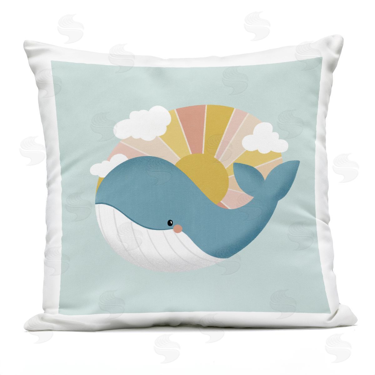 Sarah Hickman Whale & Sunshine Rays Outdoor Quick-Dry Polyester Printed Throw Pillow