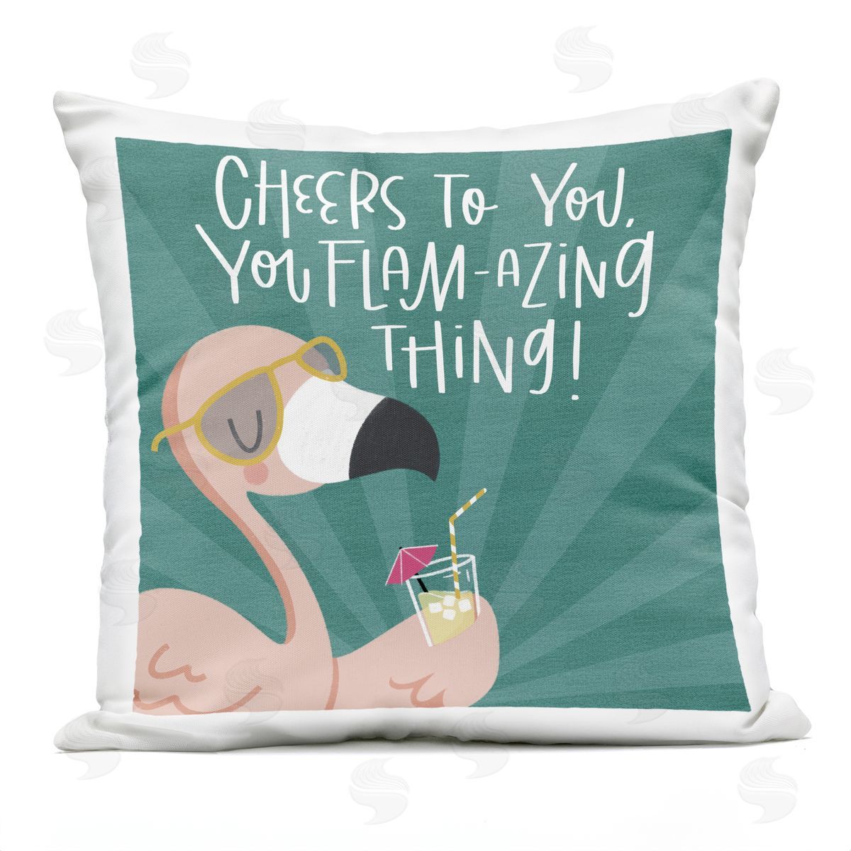 Sarah Hickman Cheers To You Flamazing Outdoor Quick-Dry Polyester Printed Throw Pillow