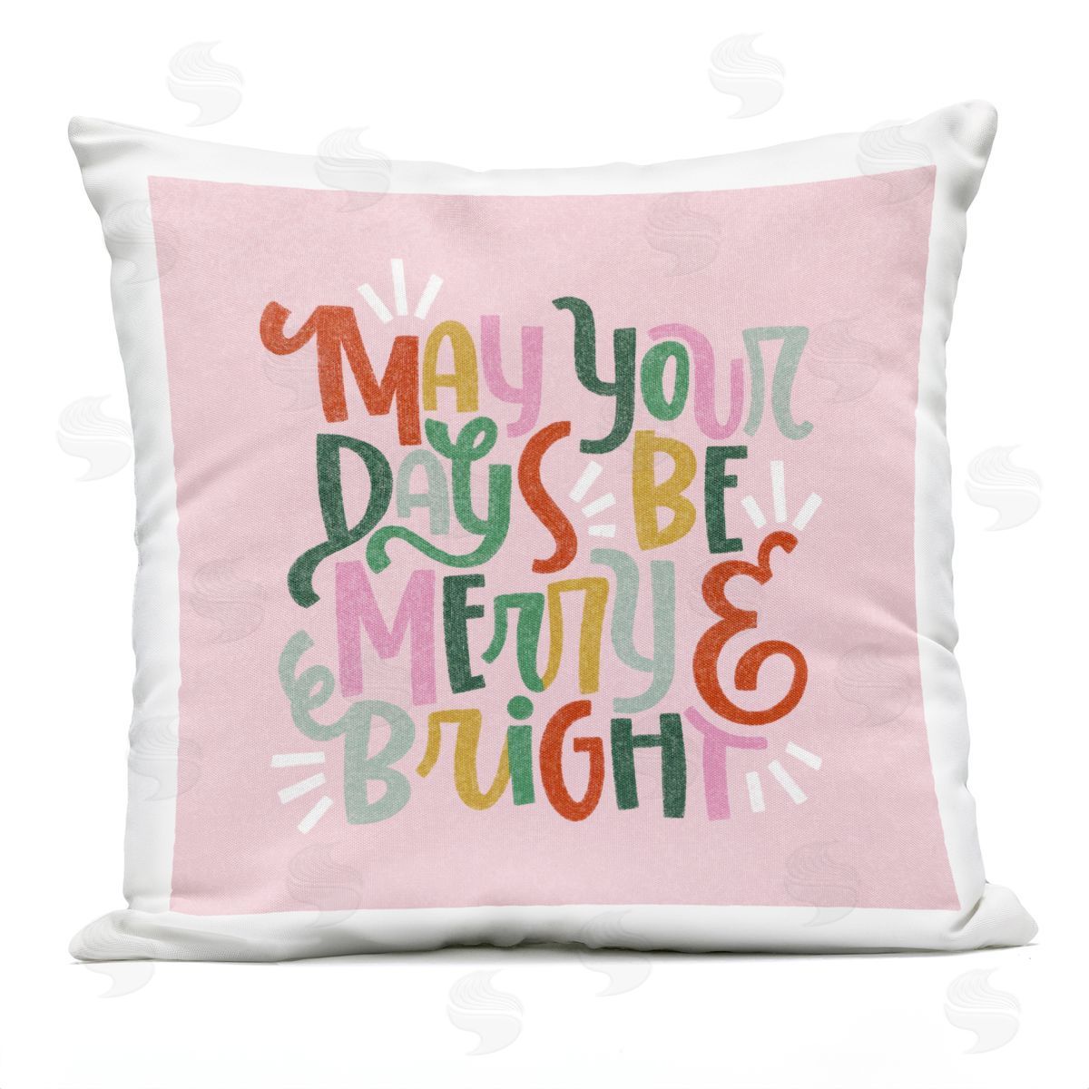 Sarah Hickman Pastel Merry & Bright Phrase Outdoor Quick-Dry Polyester Printed Throw Pillow