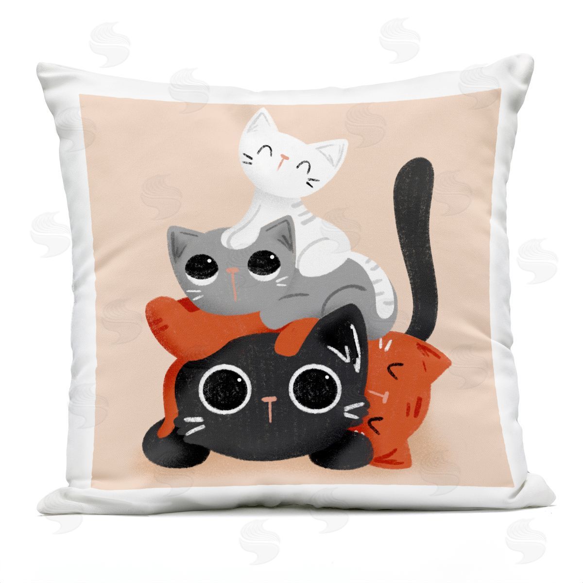 Sarah Hickman Stacked Cats Pile Outdoor Quick-Dry Polyester Printed Throw Pillow