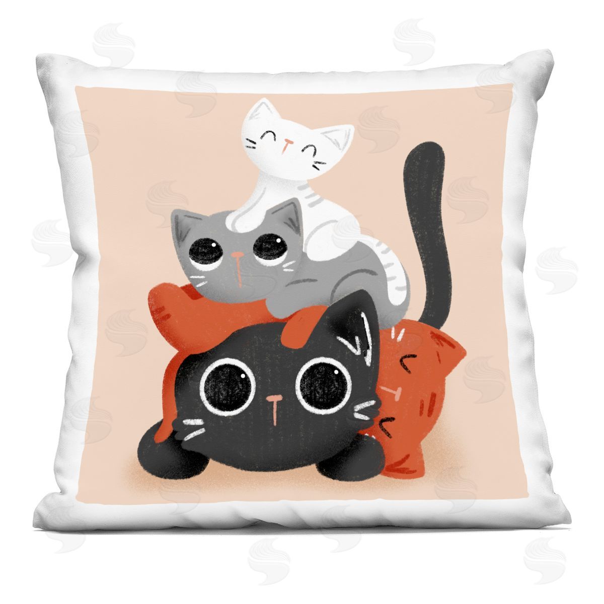 Sarah Hickman Stacked Cats Pile Printed Plush Polyester Throw Pillow
