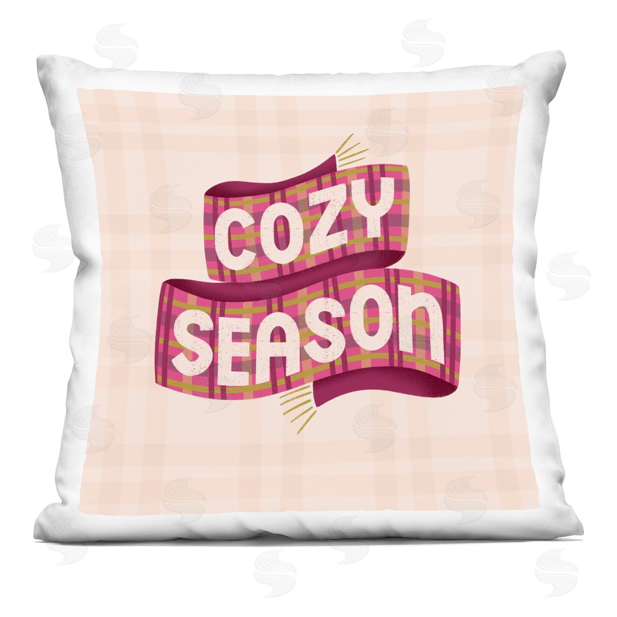 Sarah Hickman Cozy Season Scarf on Plaid Printed Plush Polyester Throw Pillow