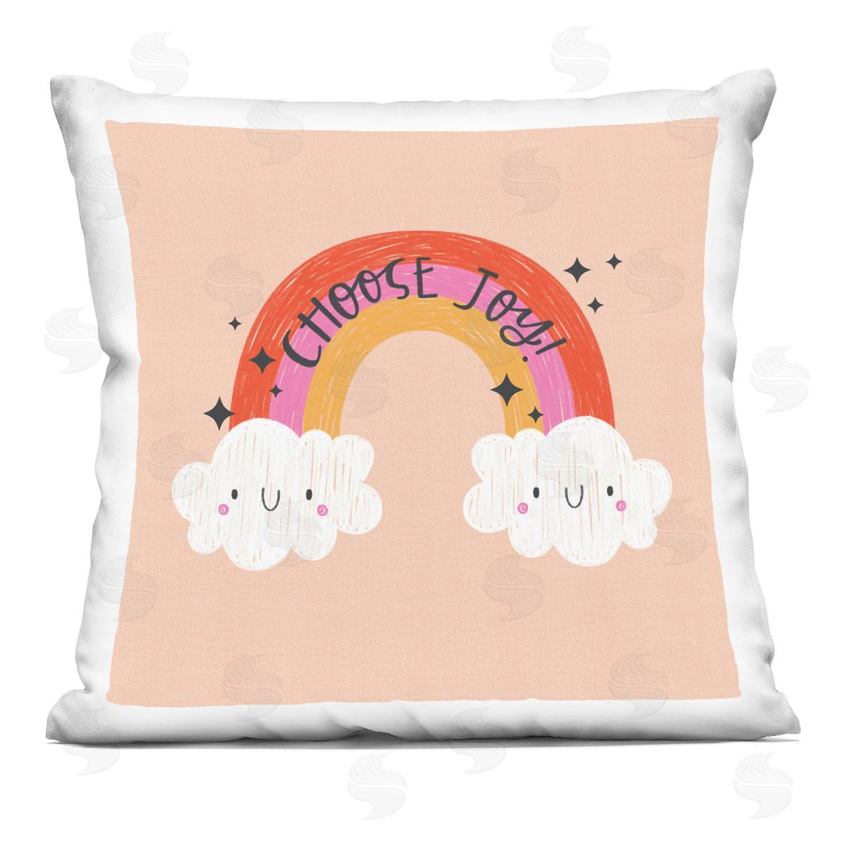 Sarah Hickman Choose Joy Happy Rainbow Printed Plush Polyester Throw Pillow