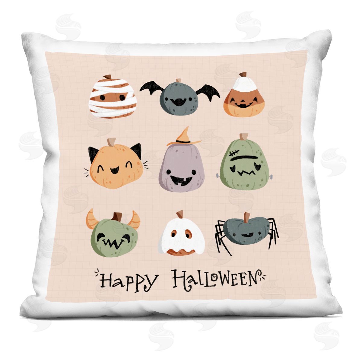 Sarah Hickman Cute Halloween Costume Pumpkins Printed Plush Polyester Throw Pillow