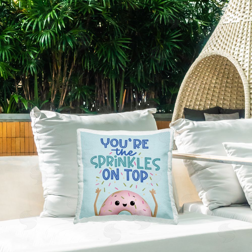 Sarah Hickman You're The Sprinkles On Top Outdoor Quick-Dry Polyester Printed Throw Pillow in Back Yard