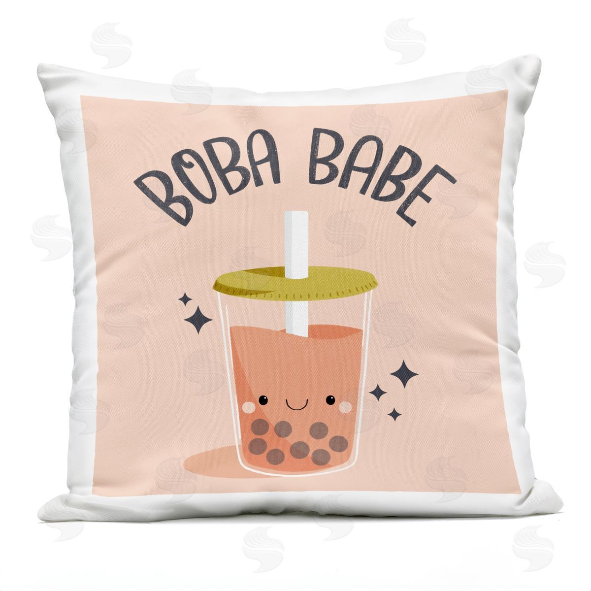 Sarah Hickman Boba Babe Bubble Tea Outdoor Quick-Dry Polyester Printed Throw Pillow