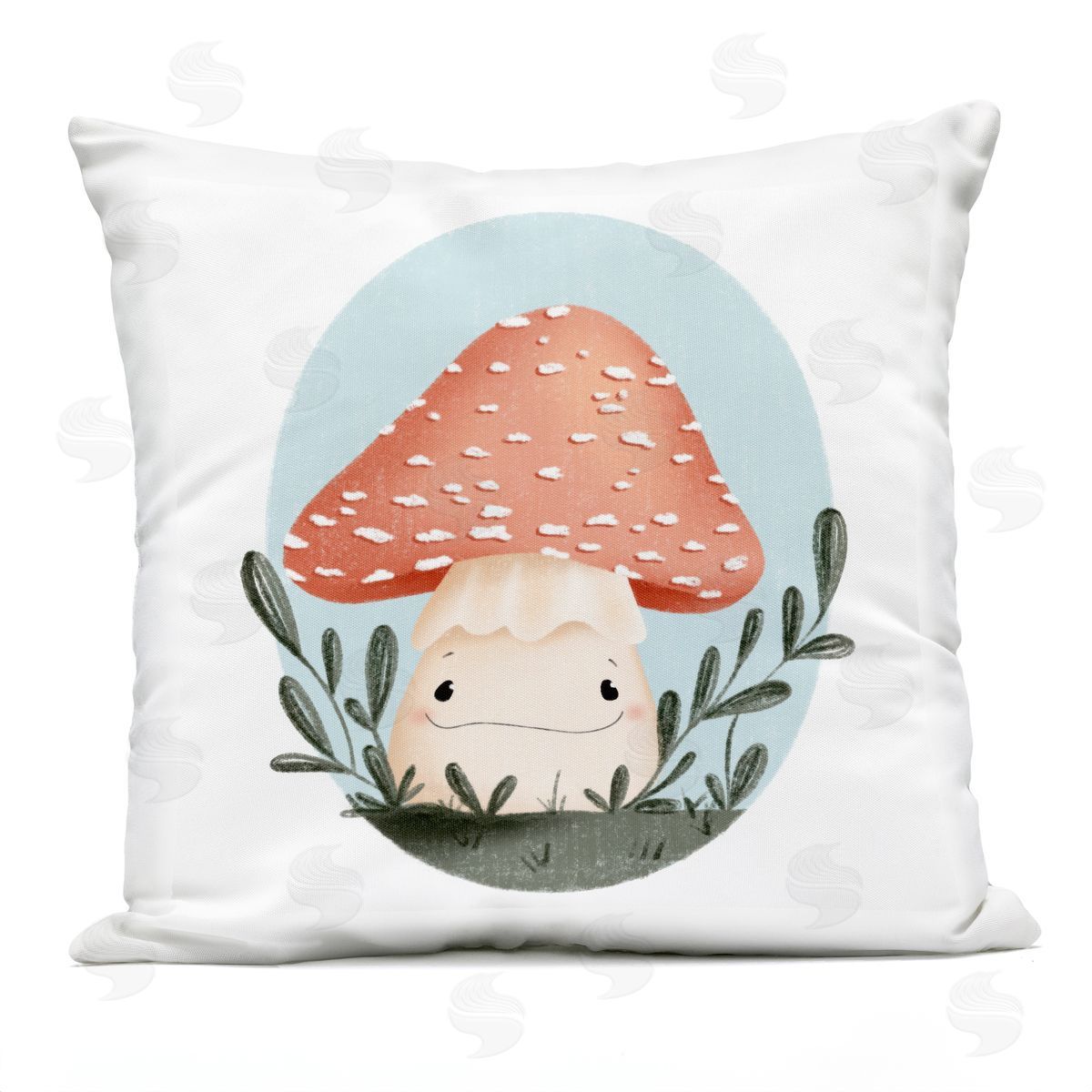Sarah Hickman Smiling Mushroom In Nature Outdoor Quick-Dry Polyester Printed Throw Pillow
