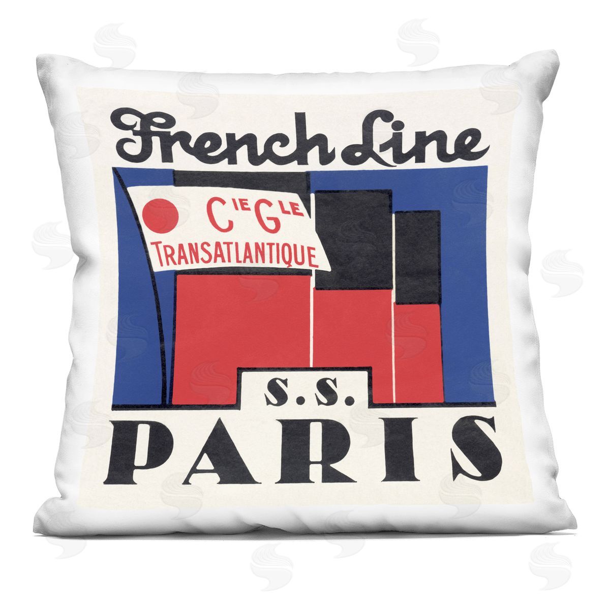 Phillipa Katz SS Paris Vintage Banner Printed Plush Polyester Throw Pillow