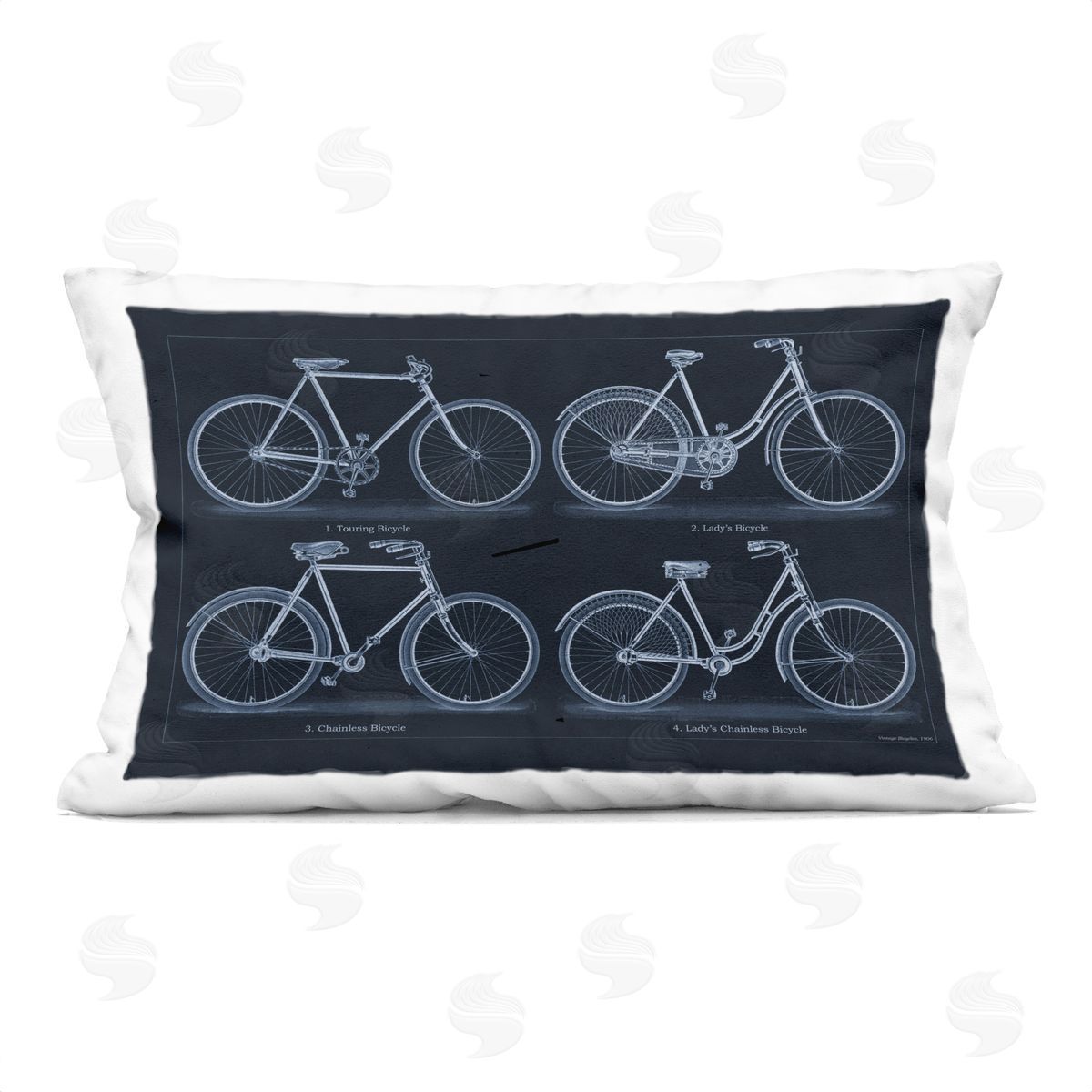 Phillipa Katz Traditional Bicycle Styles Diagram Printed Plush Polyester Throw Pillow
