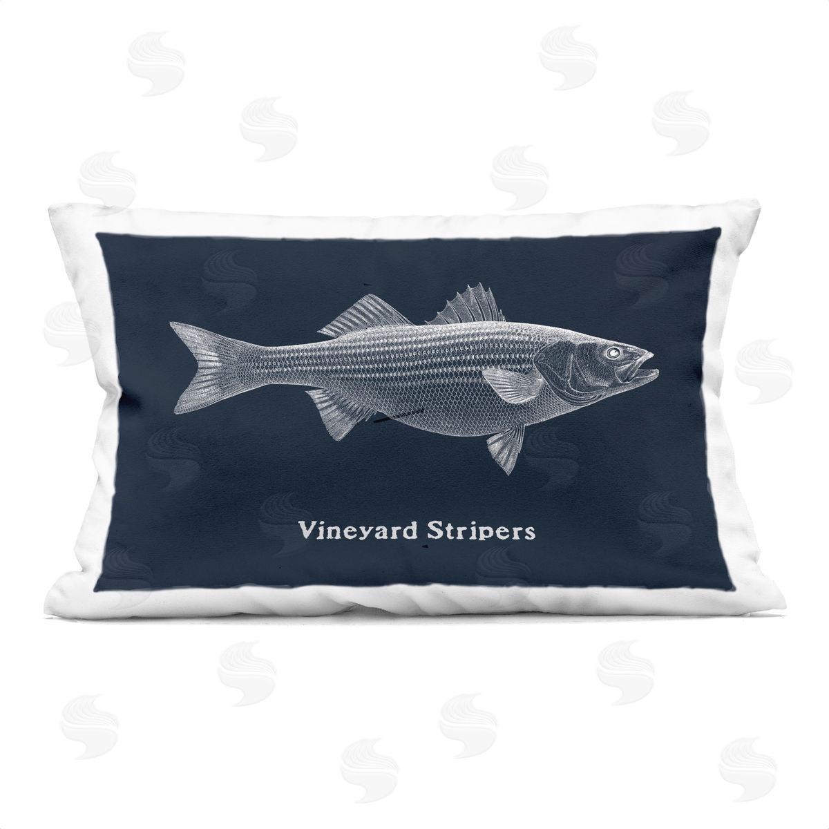 Phillipa Katz Vineyard Stripers Fish Printed Plush Polyester Throw Pillow