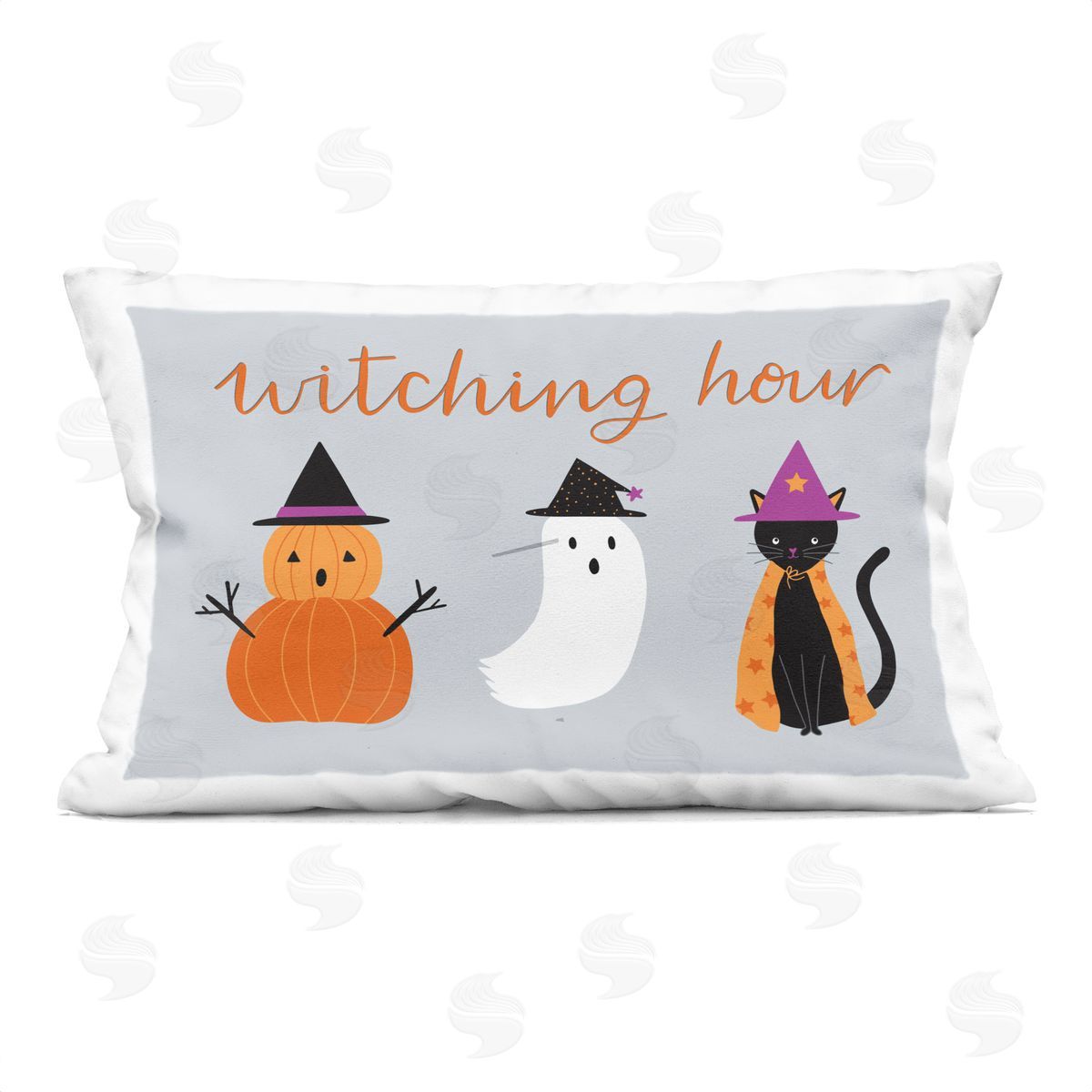 Sazerelli Designs Cute Halloween Witching Hour Printed Plush Polyester Throw Pillow