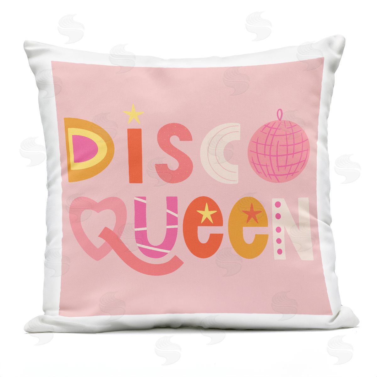 Sazerelli Designs Disco Queen Pastel Pink Outdoor Quick-Dry Polyester Printed Throw Pillow