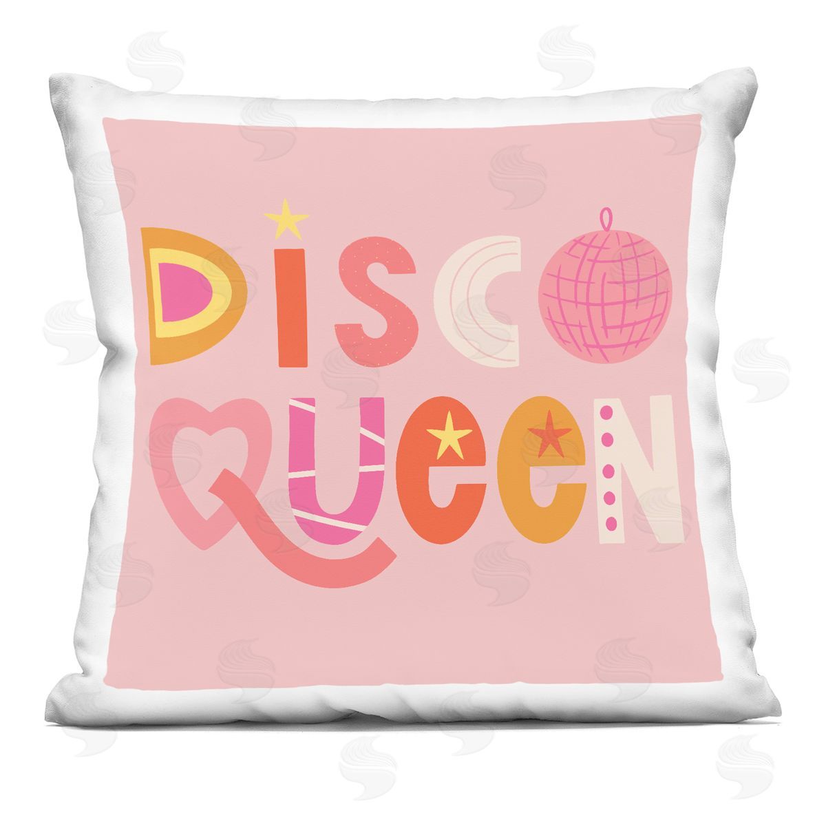 Sazerelli Designs Disco Queen Pastel Pink Printed Plush Polyester Throw Pillow