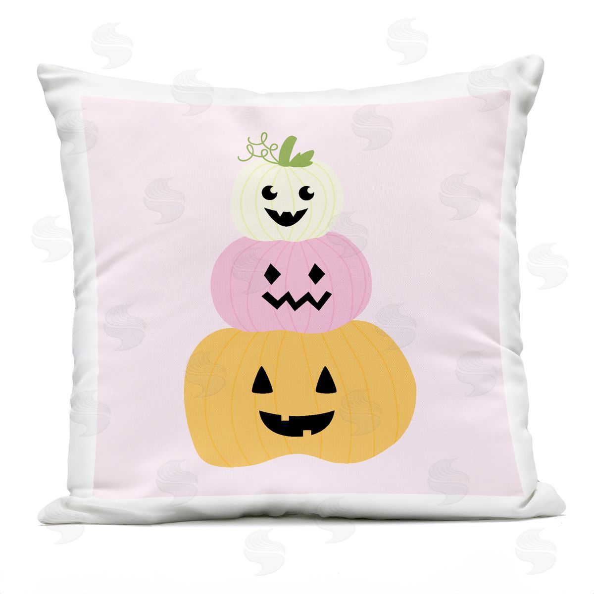 Sazerelli Designs Pastel Happy Jack-o-Lanterns Outdoor Quick-Dry Polyester Printed Throw Pillow