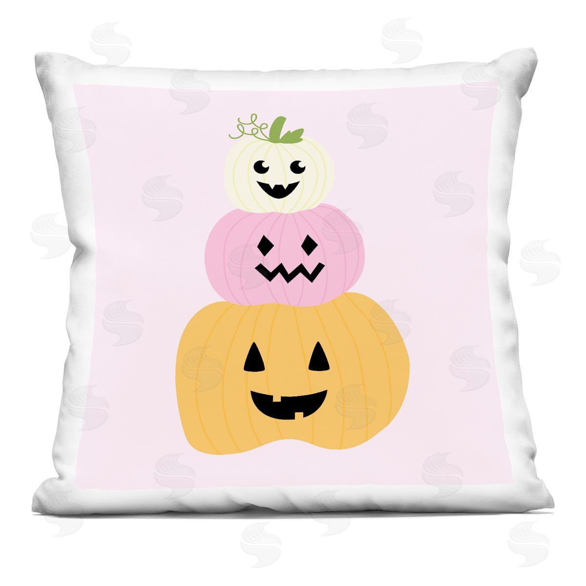 Sazerelli Designs Pastel Happy Jack-o-Lanterns Printed Plush Polyester Throw Pillow
