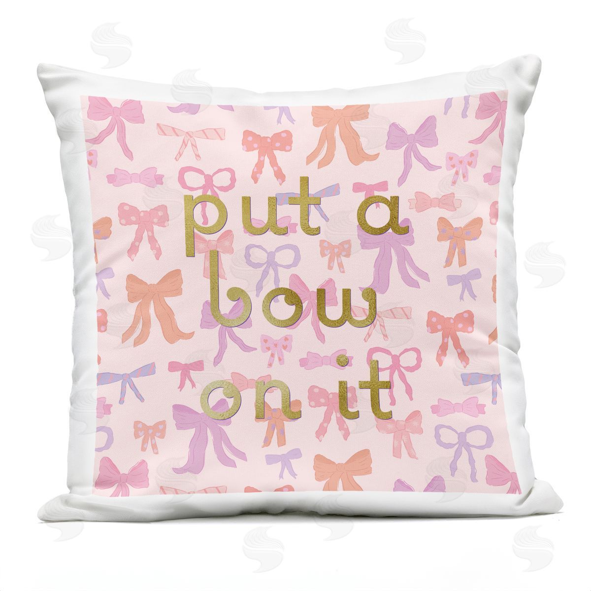Sazerelli Designs Trendy Put A Bow On It Outdoor Quick-Dry Polyester Printed Throw Pillow