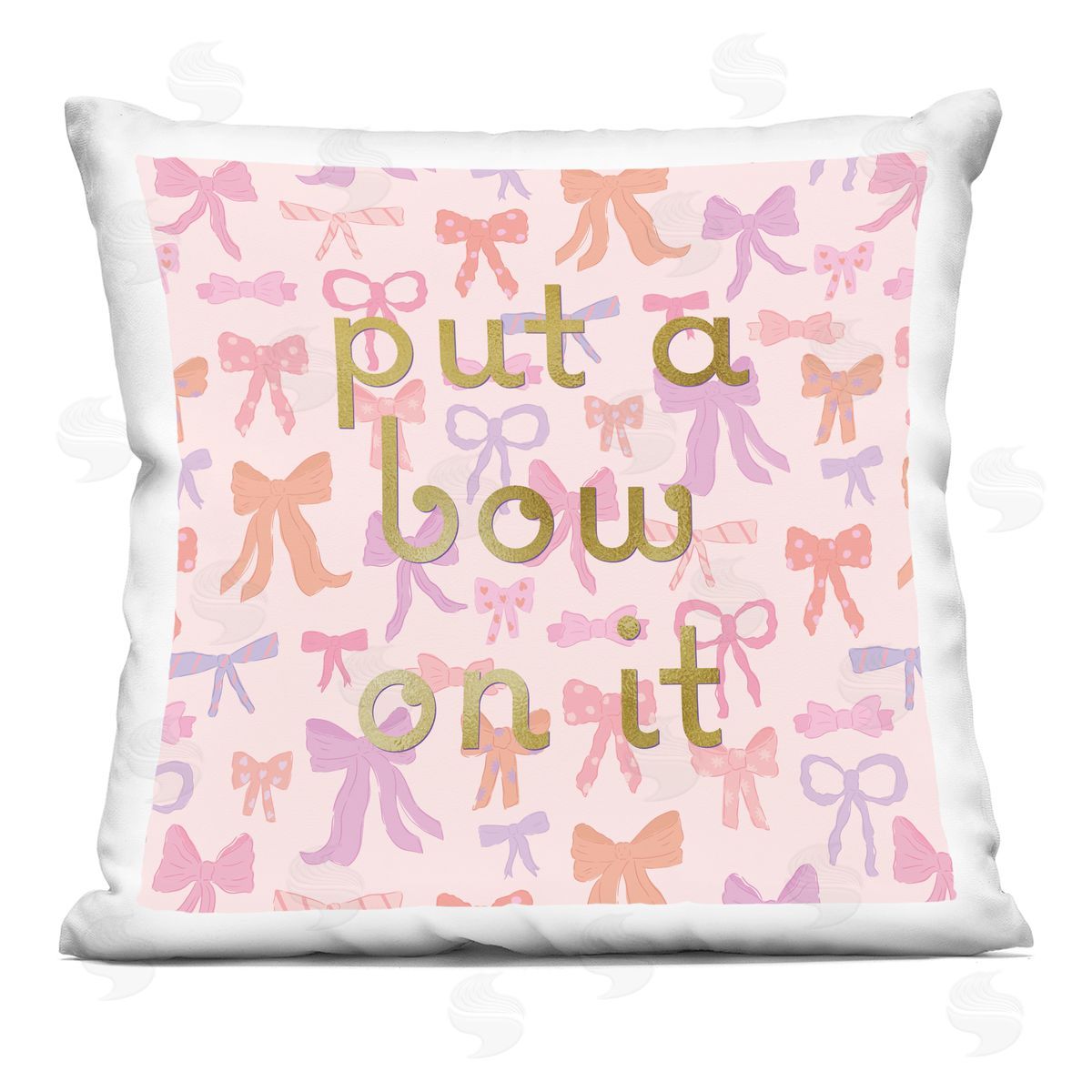 Sazerelli Designs Trendy Put A Bow On It Printed Plush Polyester Throw Pillow