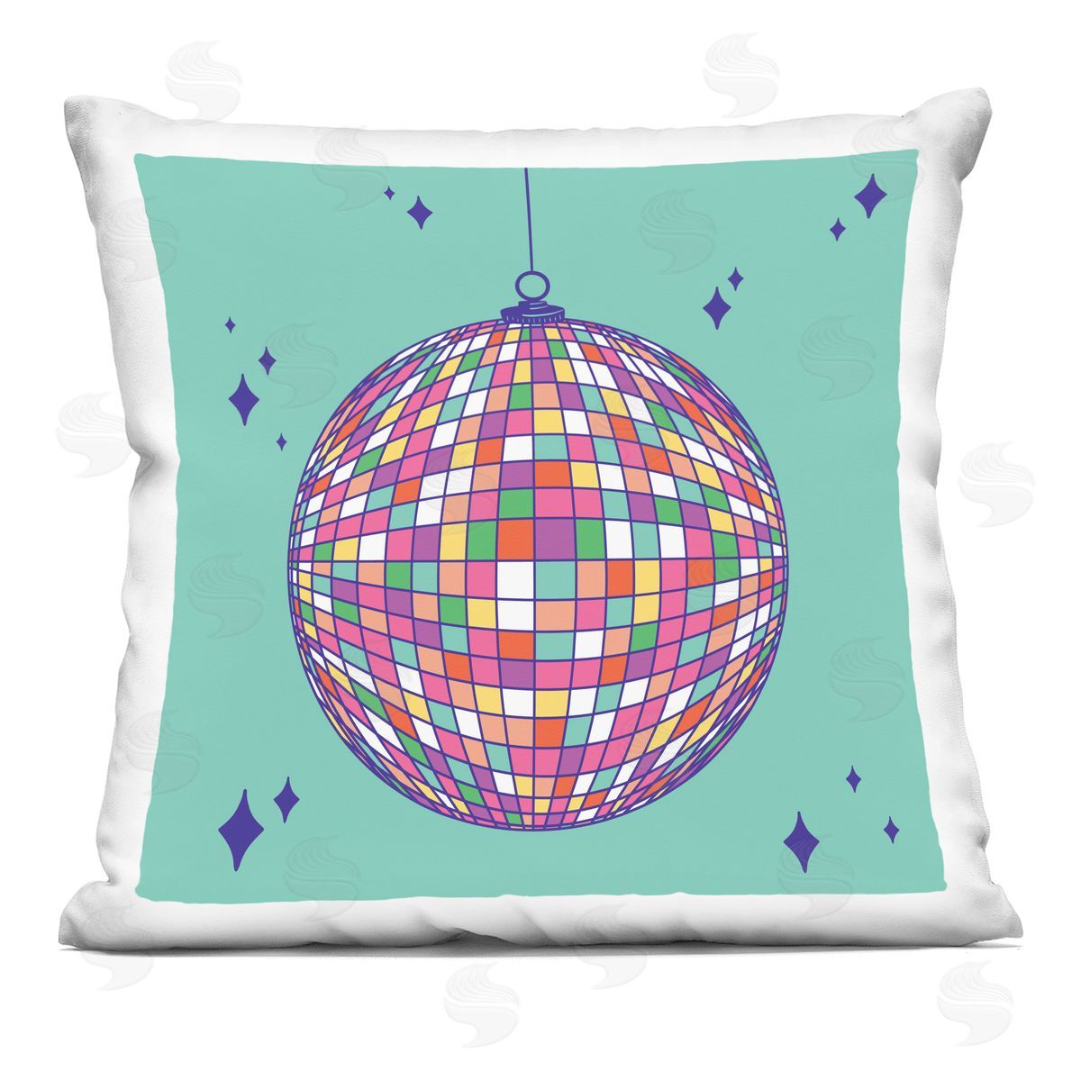 Sazerelli Designs Geometric Modern Disco Ball Printed Plush Polyester Throw Pillow