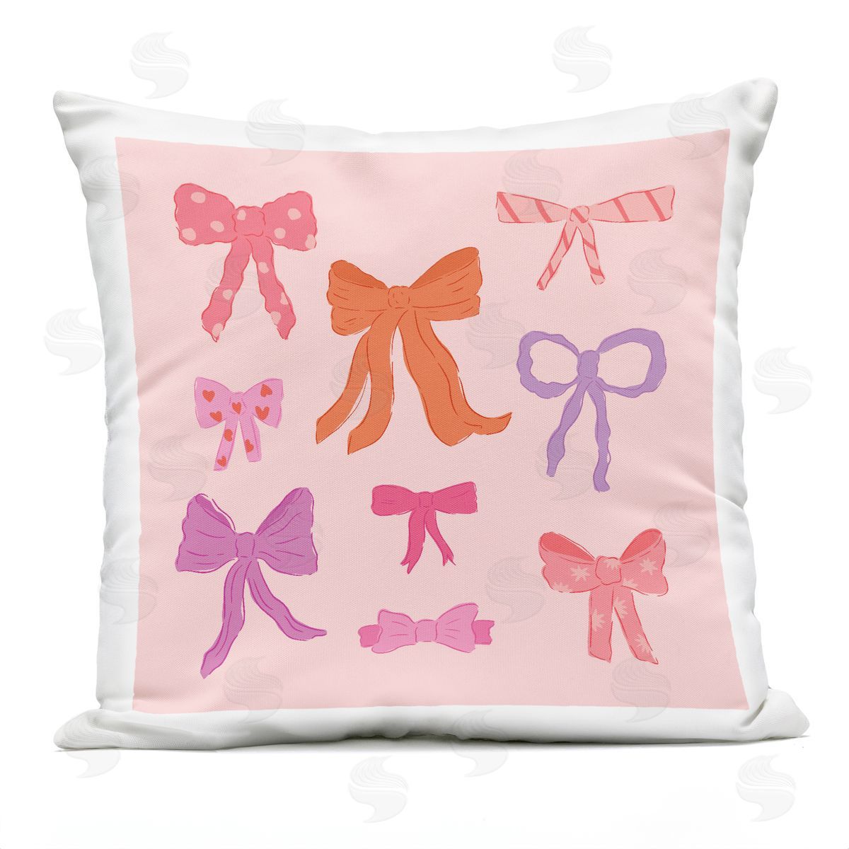 Sazerelli Designs Stylish Fashion Bows on Pink Outdoor Quick-Dry Polyester Printed Throw Pillow