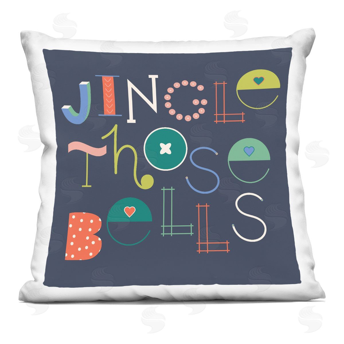 Sazerelli Designs Eclectic Jingle Bells Phrase Printed Plush Polyester Throw Pillow
