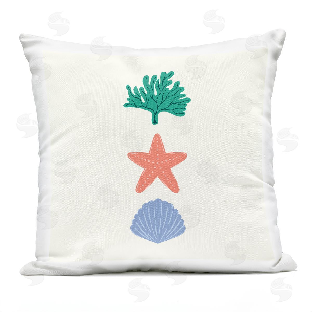 Sazerelli Designs Coral & Sea Life Minimal Outdoor Quick-Dry Polyester Printed Throw Pillow