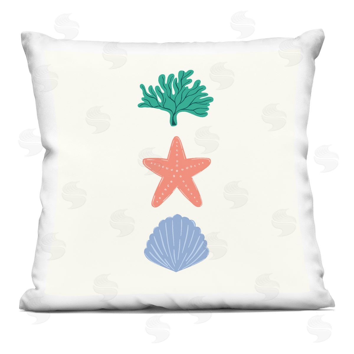 Sazerelli Designs Coral & Sea Life Minimal Printed Plush Polyester Throw Pillow